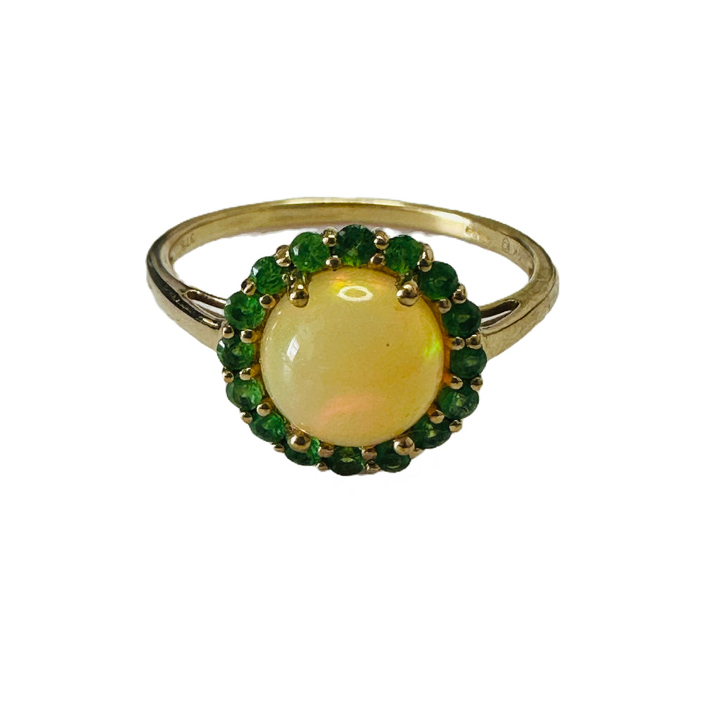 9CT FIRE OPAL AND GREEN GARNET RING SIZE R1/2 image 5