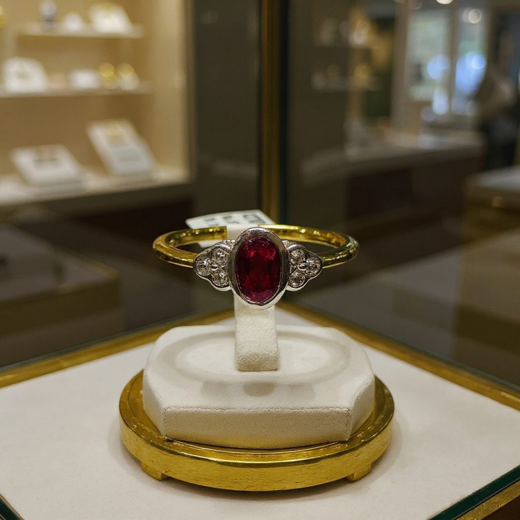 NEW 18ct Ruby and Diamond Ring Size N image 0