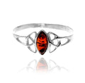 925 Sterling Silver & Genuine Baltic Amber Marquise Classic Ring image 0