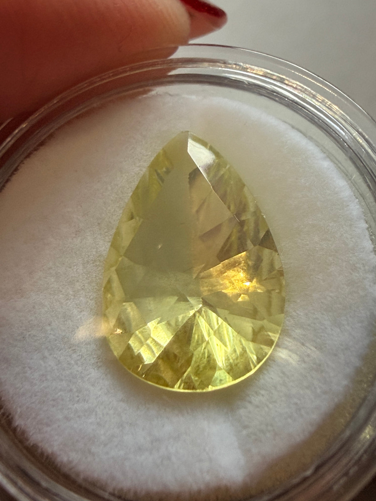 Citrine Lemon Pear Concave Cut Checkerboard Top 16.8 × 11.1mm 6.06ct