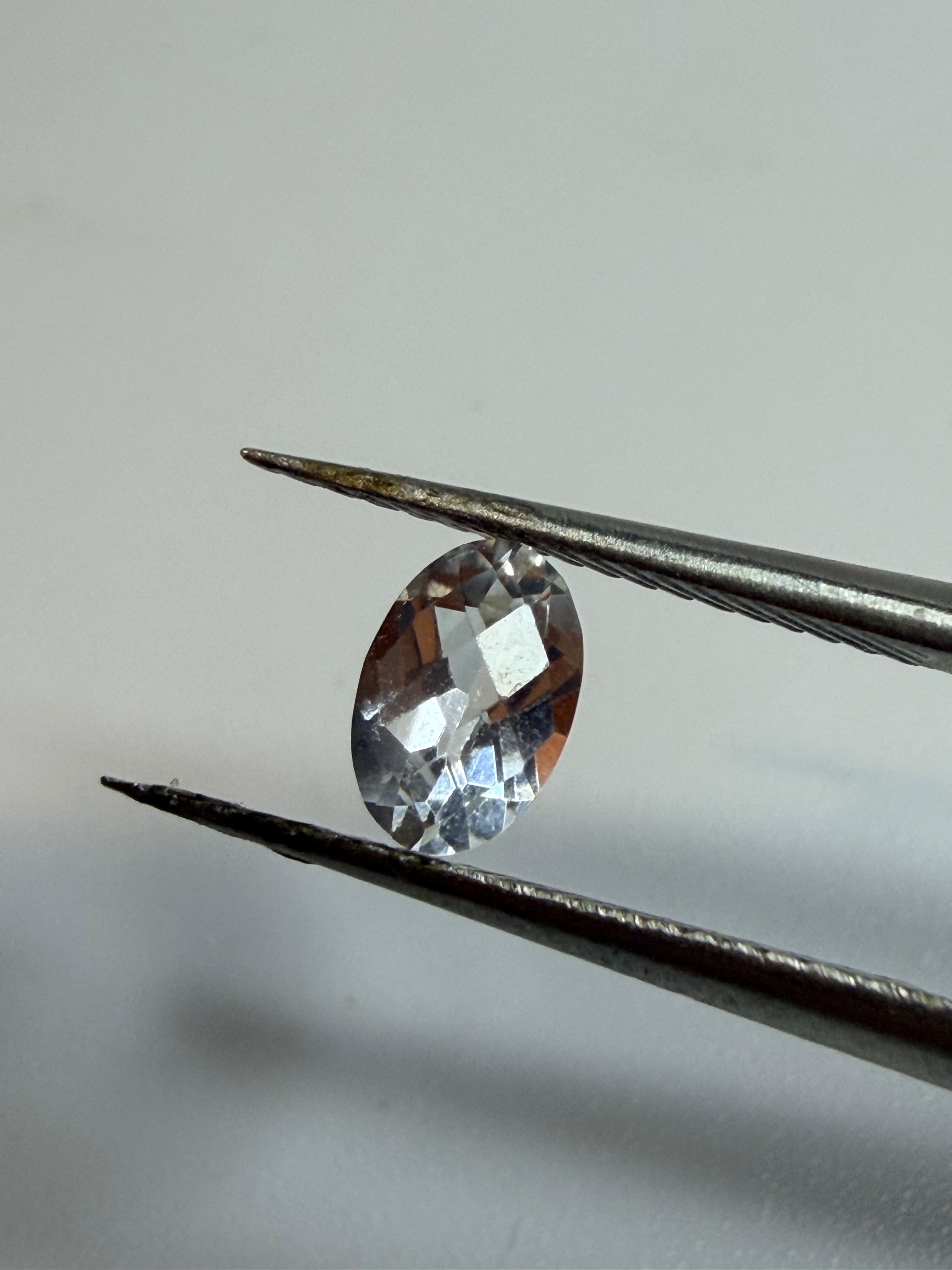Natural White Topaz | Oval Checkerboard Cut | 6mm x 4mm | Loose Gemstone