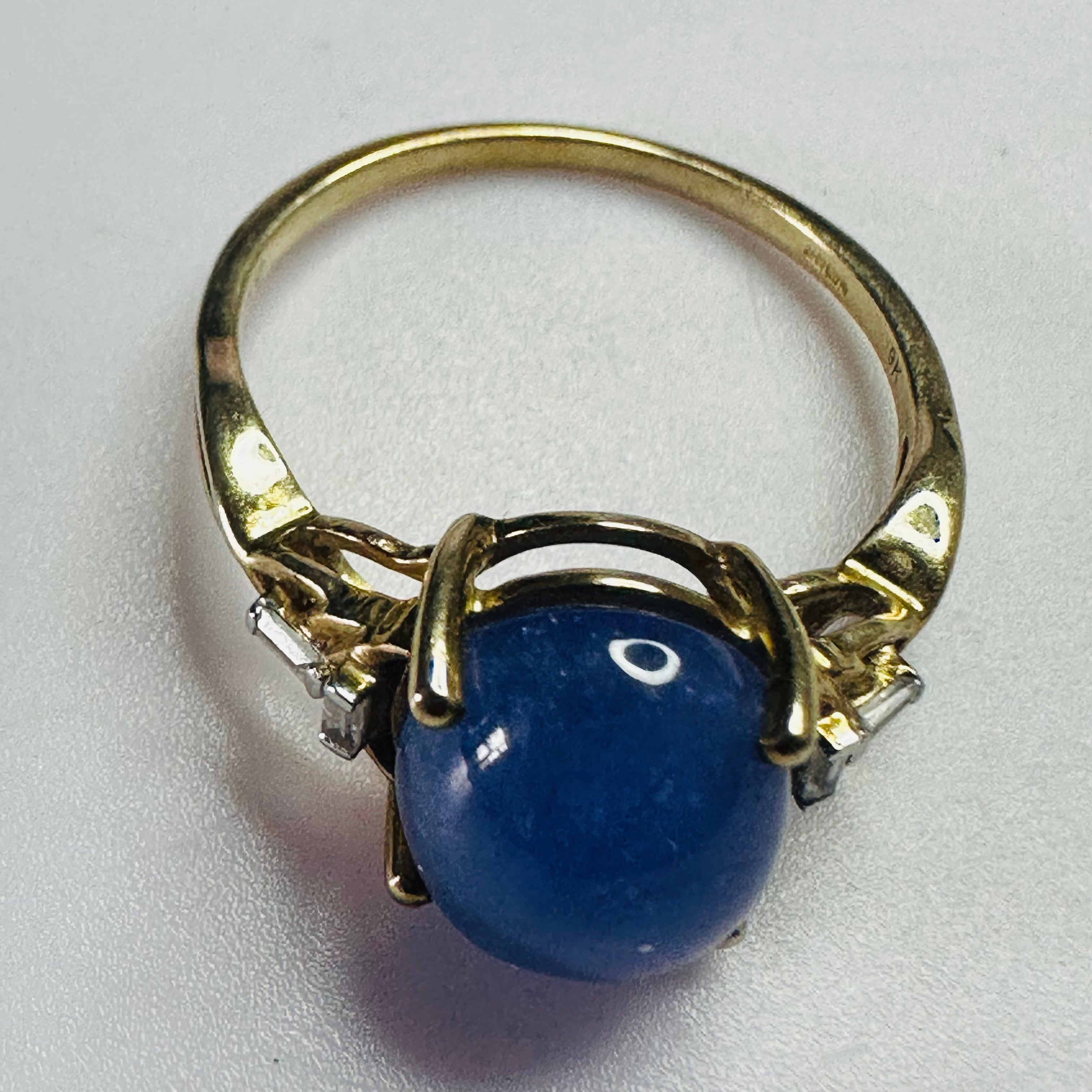9ct gold Tanzanite cab 11mmx8.5mm  ring size P1/2 image 1
