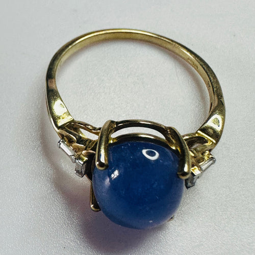 9ct gold Tanzanite cab 11mmx8.5mm  ring size P1/2 image 1