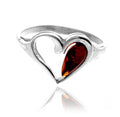 925 Sterling Silver & Genuine Baltic Amber Teardrop Heart Ring size Q image 0