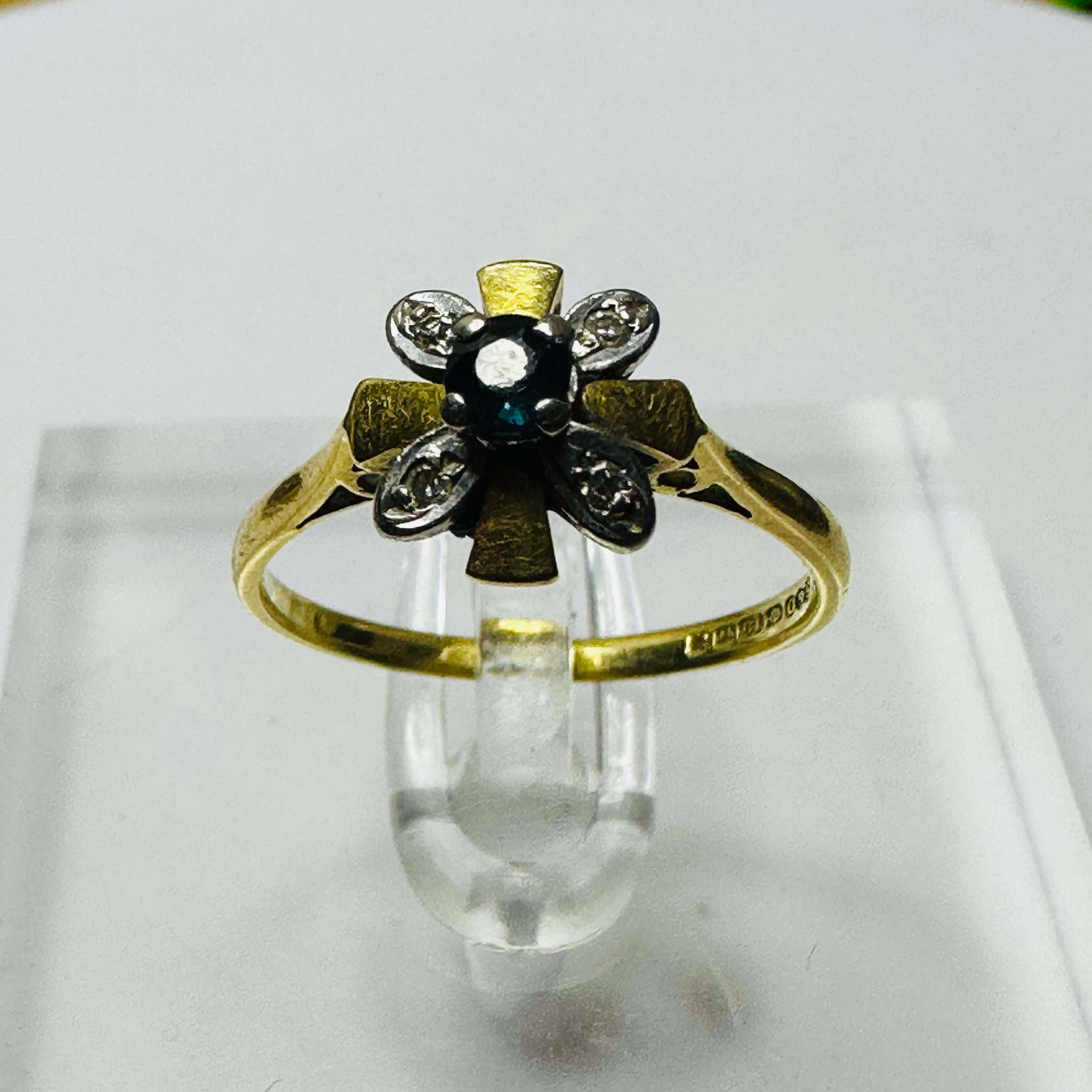 Vintage Sapphire and Diamond ring size N1/2 image 0