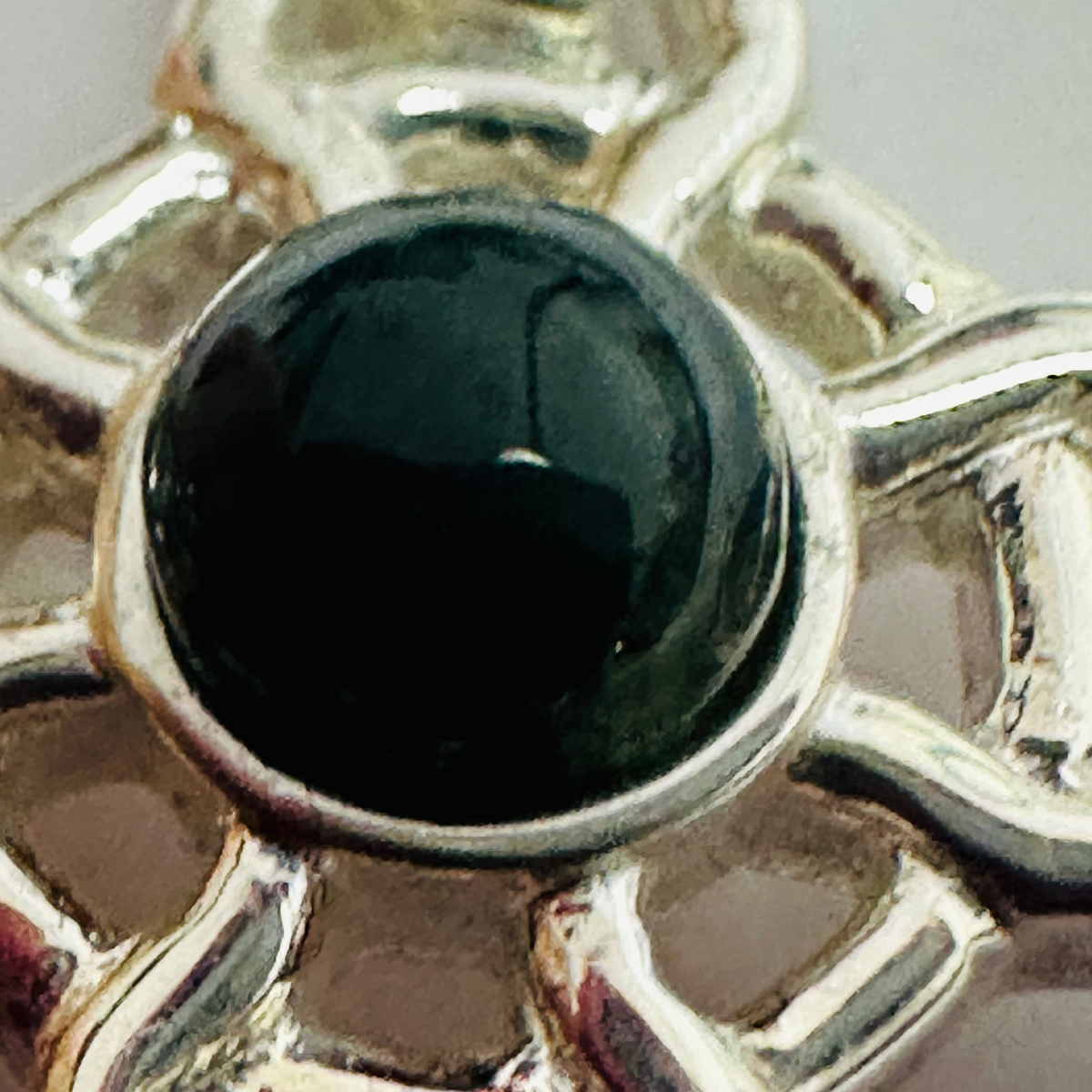 Sterling silver fillergree cross with moss agate  image 1
