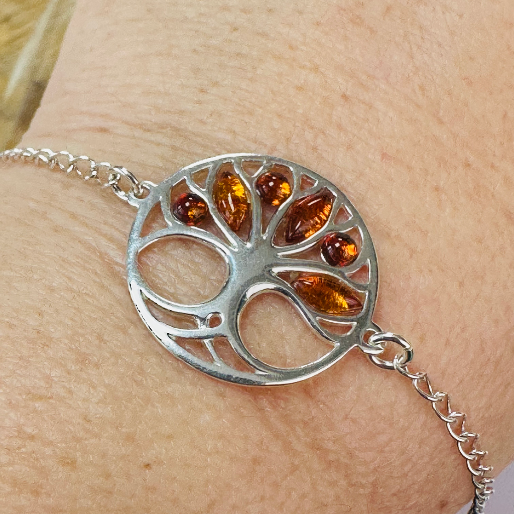 New Sterling silver and Amber tree of life Bracelet image 3