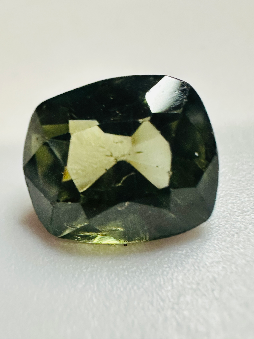 Green Zircon cushion 8.6mm x 7.2 mm.   3.26cts image 1