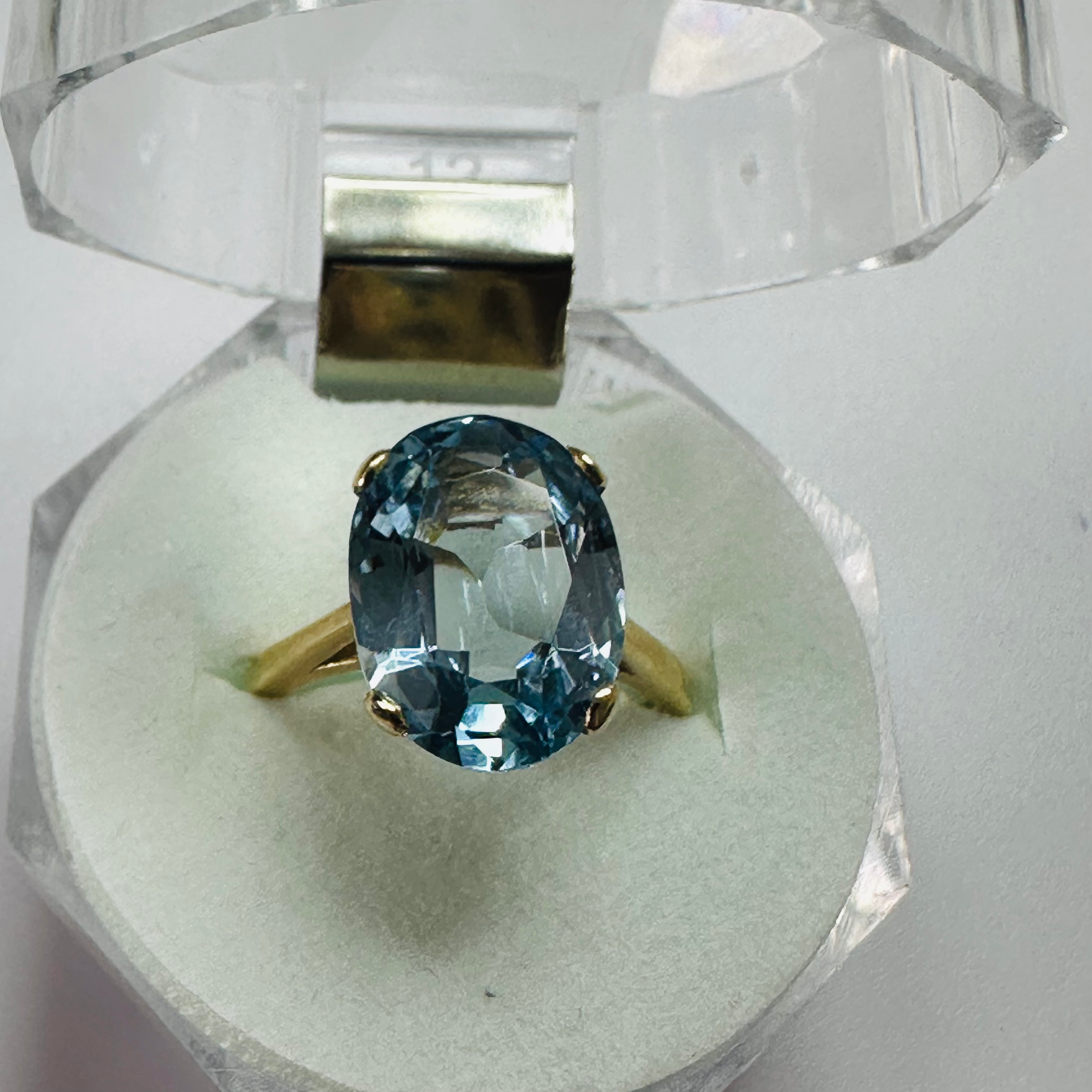 Hand cut Synthetic Sapphire Pastel Blue Yellow 9ct yellow gold ring size N image 6