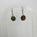 New Sterling silver Green Amber Drop Earrings image 0