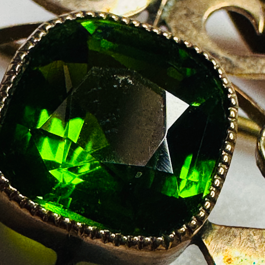 Antique pendant/brooch green gemstone doublet and a blue sapphire image 7