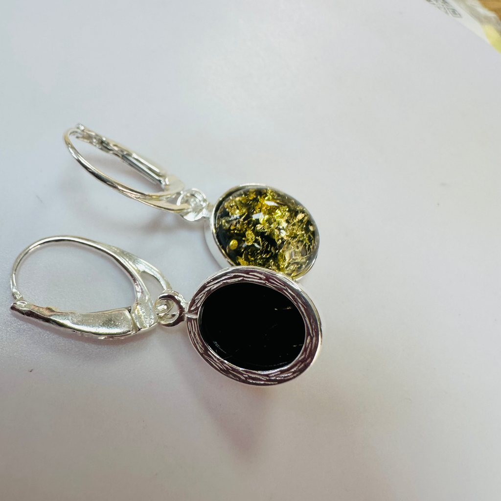 New Sterling silver Green Amber Drop Earrings image 1