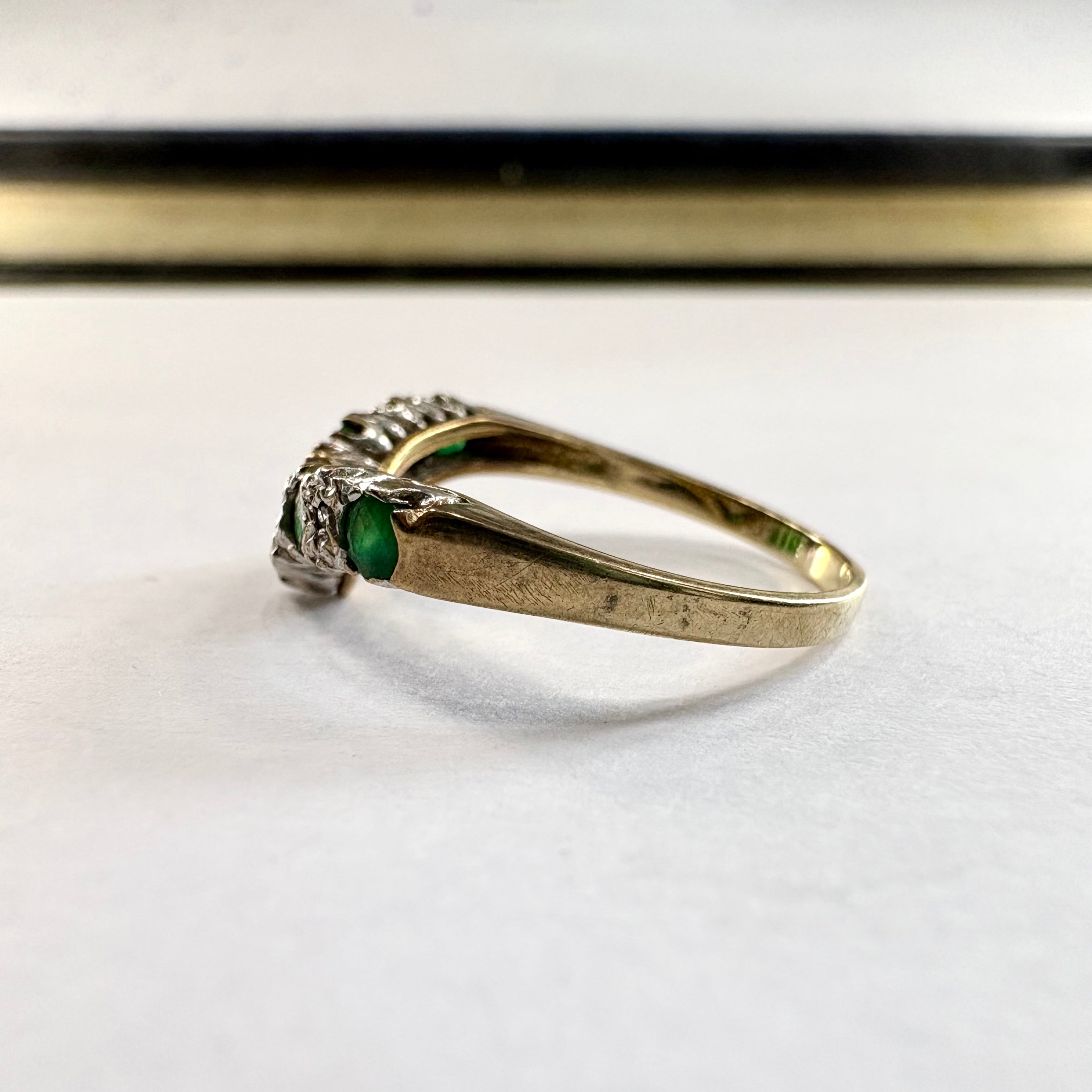 9ct yellow gold Emerald and diamond ring size M image 1