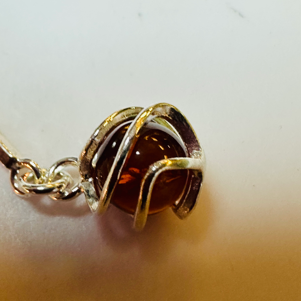 Sterling silver Amber long drop earrings  image 5