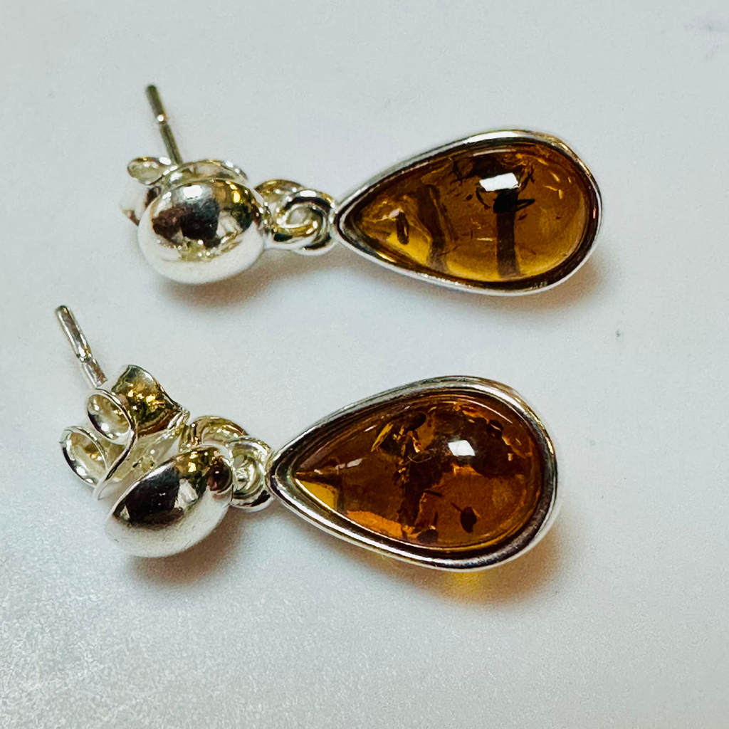 Sterling silver Amber drop earrings 925 image 3
