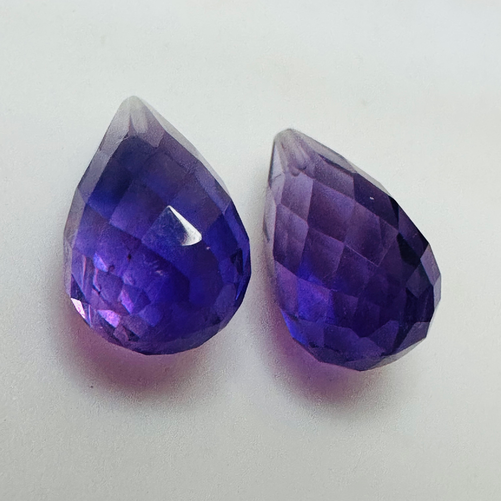 AMETHYST DROPS A PAIR  12MMX6MM  8.49CTS image 1