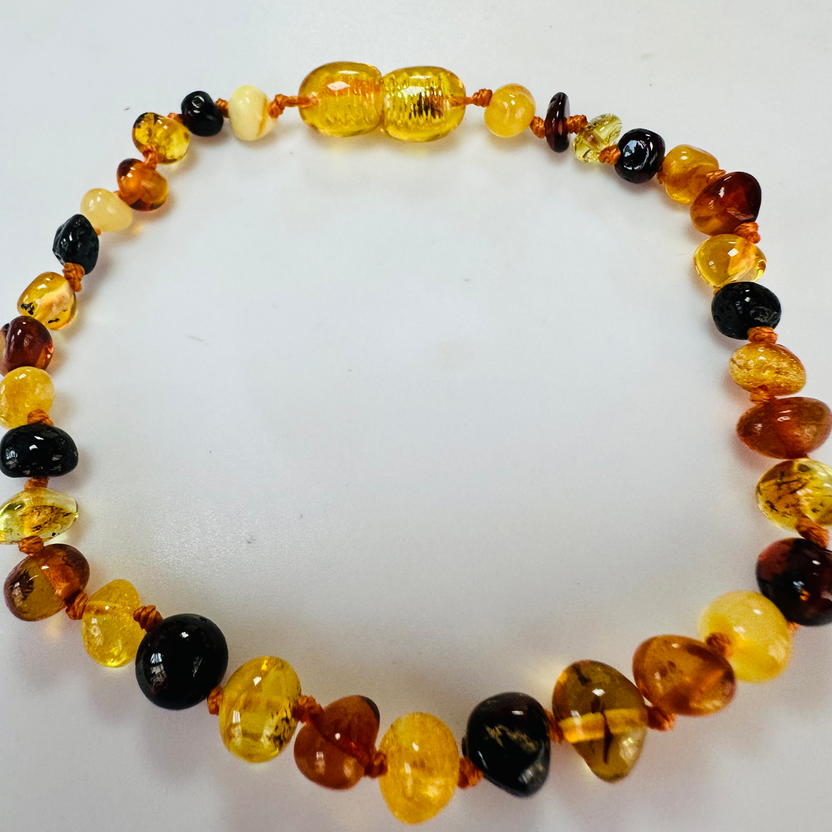 New Amber multi coloured knotted bracelet 8 inch image 3
