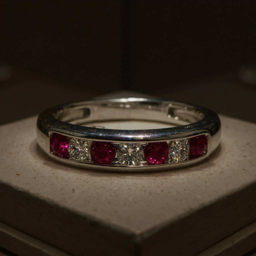 NEW 18Ct Ruby and Diamond Eternity Ring Size M 1/2 image 0
