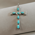 Designer Silver Zuni Turquoise cross pendant  image 0