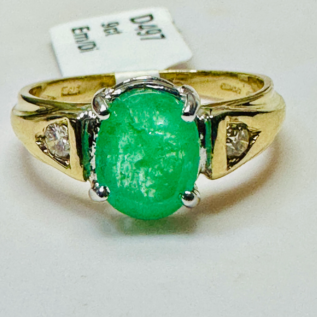 NEW 9Ct Emerald and Diamond Ring Size R image 1