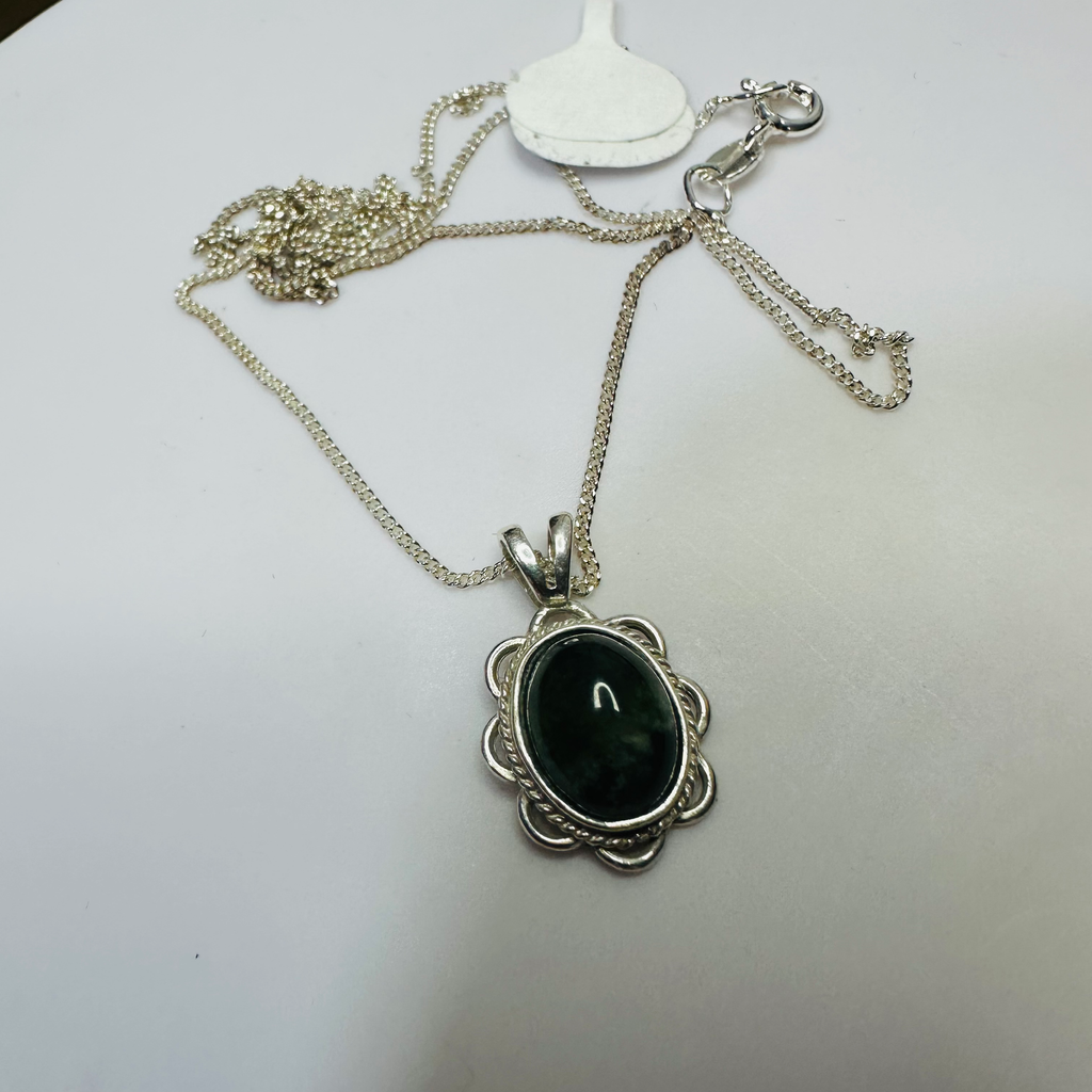 Sterling silver Moss agate pendant 18inch image 3