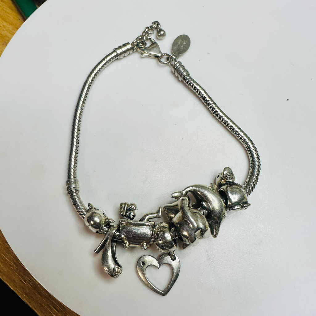 The charm company 925 charm bracelt with charms lady in bath cat and ghost image 0