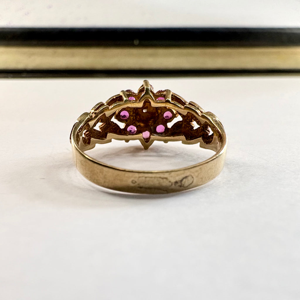 9ct yellow gold pink Sapphire and diamond Ring K1/2 image 2