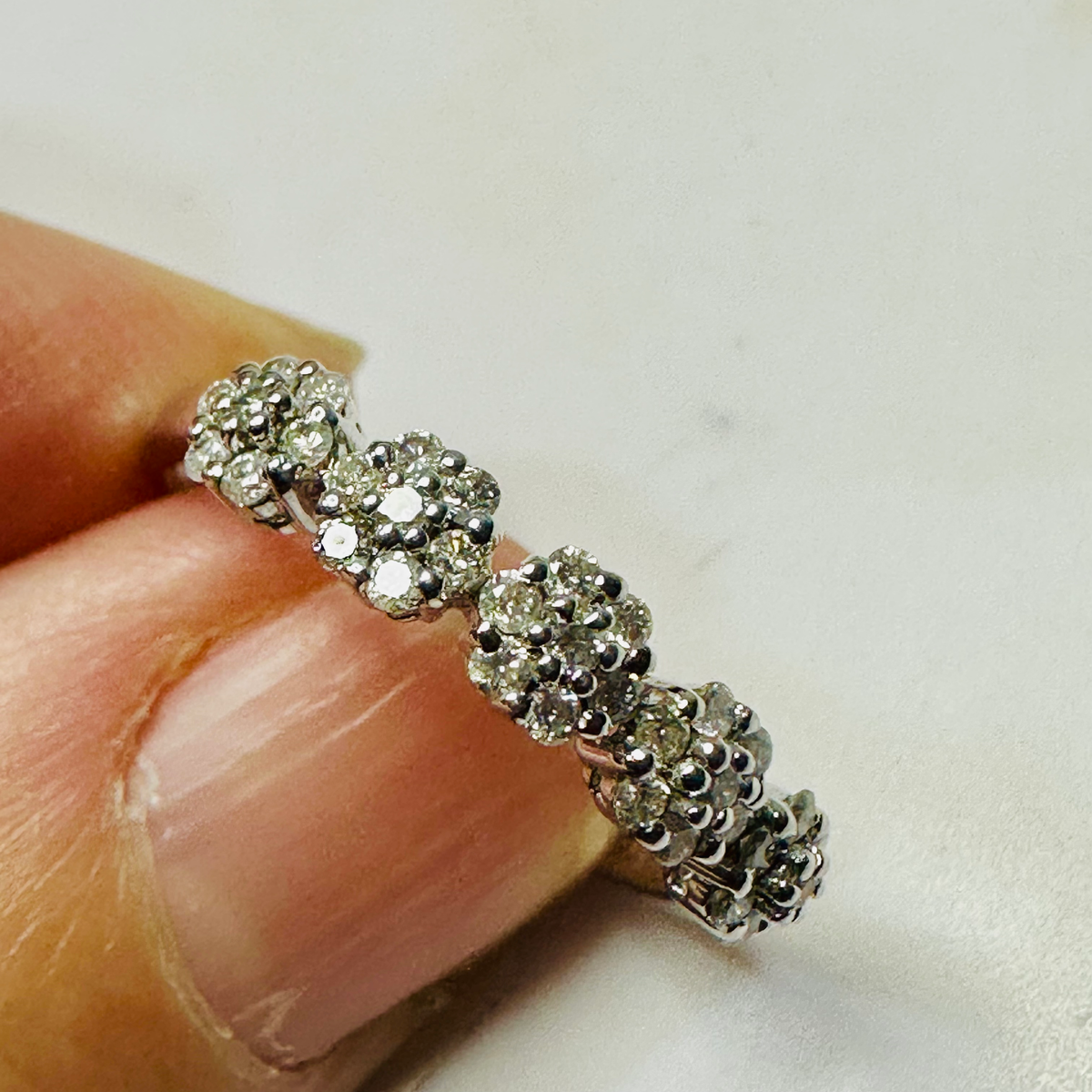 NEW 9Ct Diamond Floral Cluster Ring Size O image 3