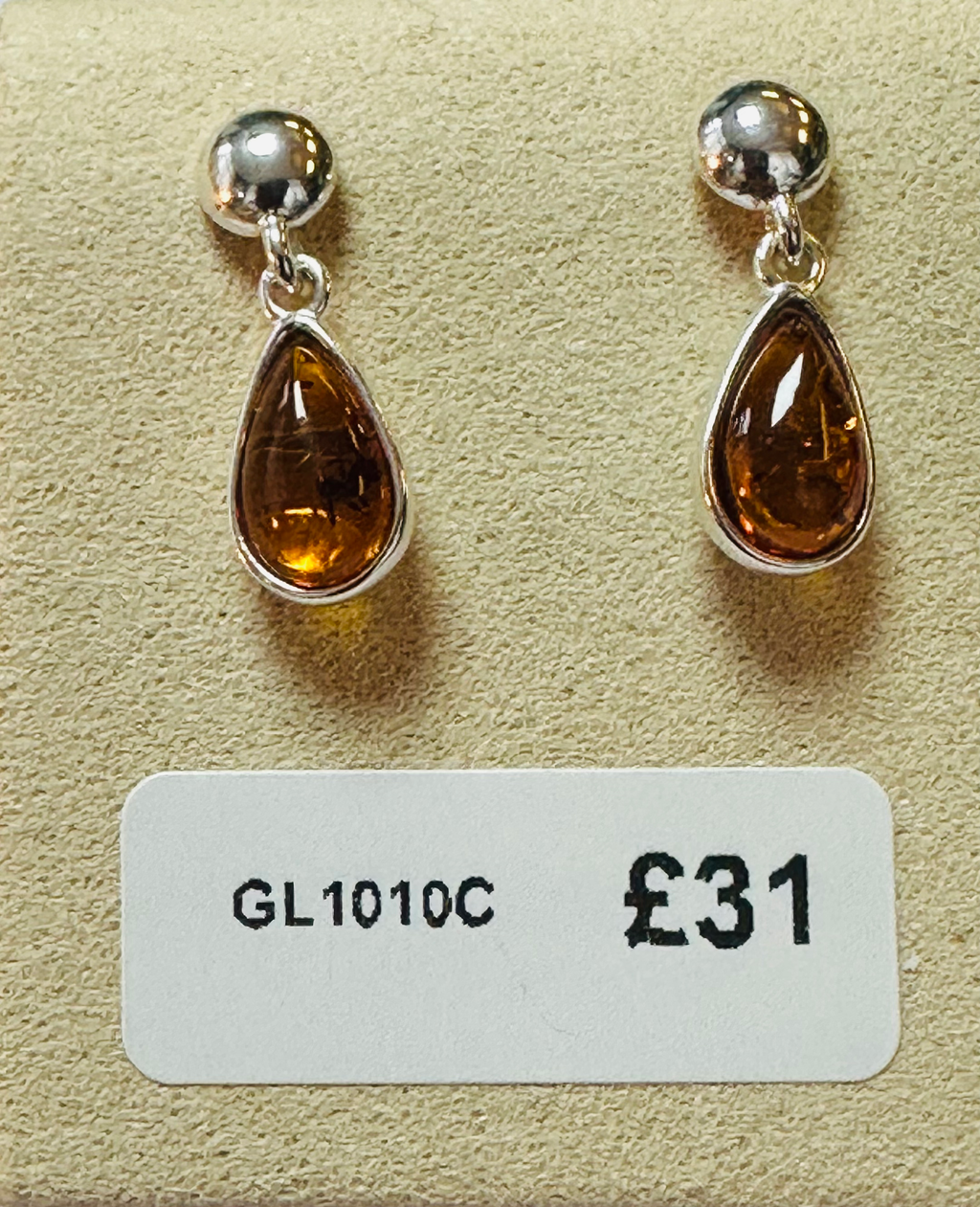 Sterling silver Amber drop earrings 925 image 0