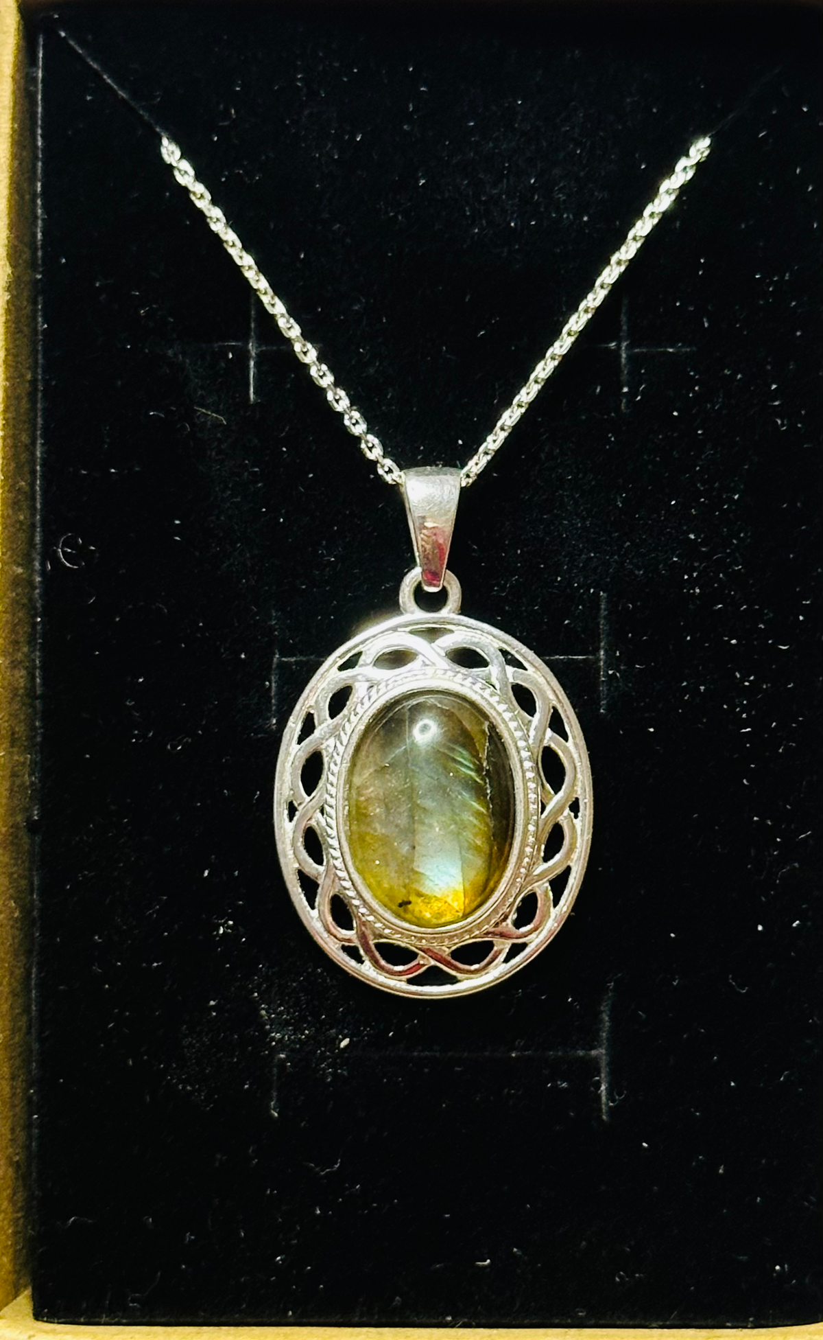 New  Labradorite 10x8 Sterling silver 18inch chain image 0