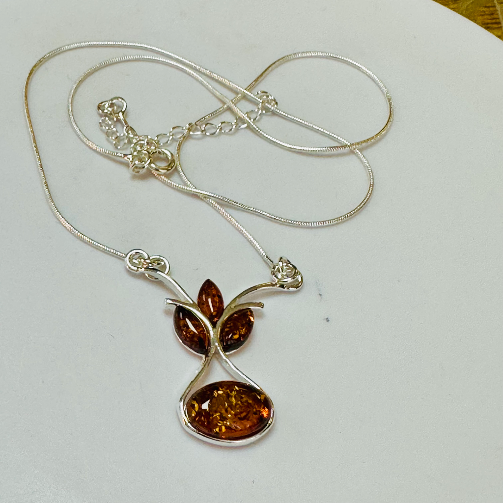 Sterling silver Amber necklace 18inch image 6