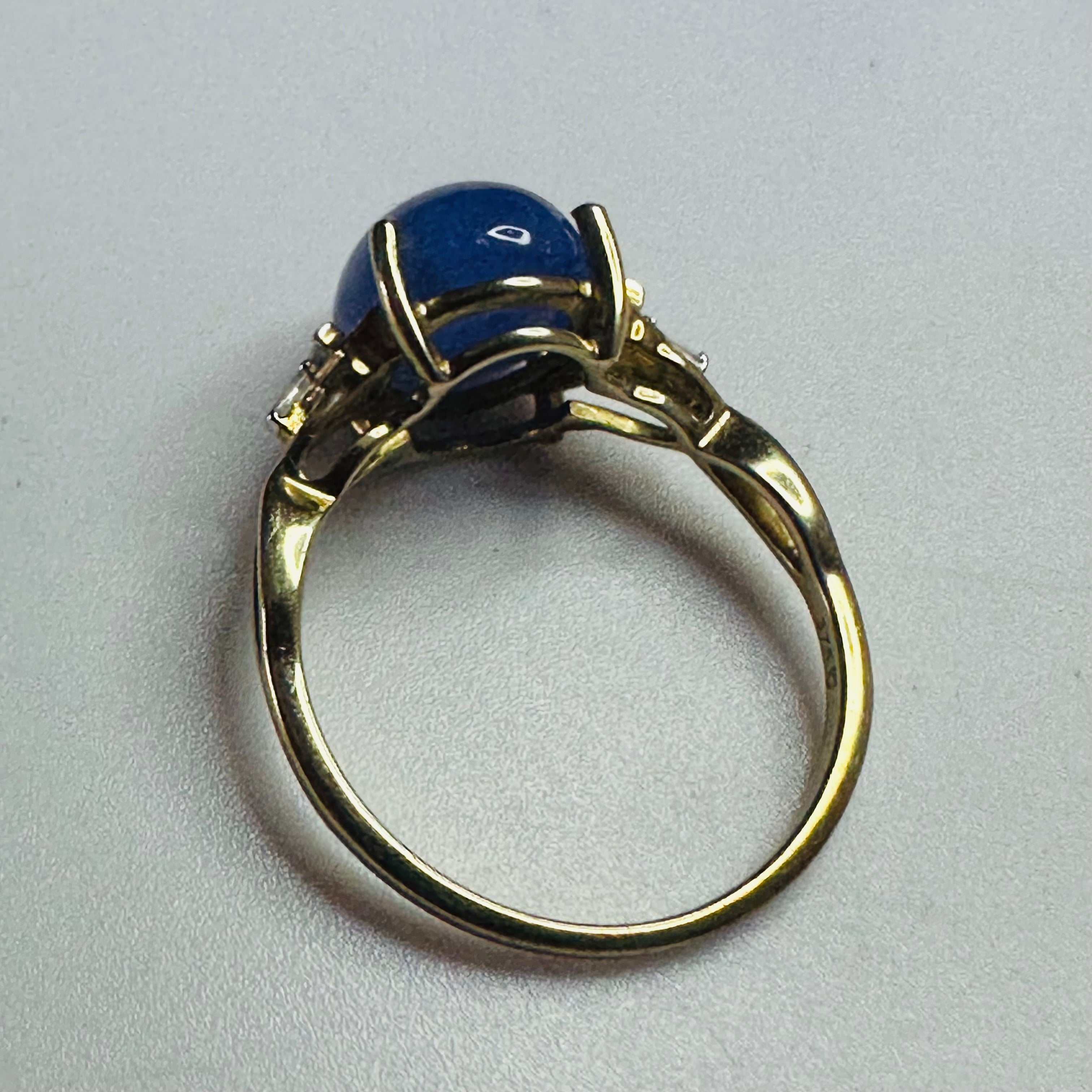 9ct gold Tanzanite cab 11mmx8.5mm  ring size P1/2 image 3