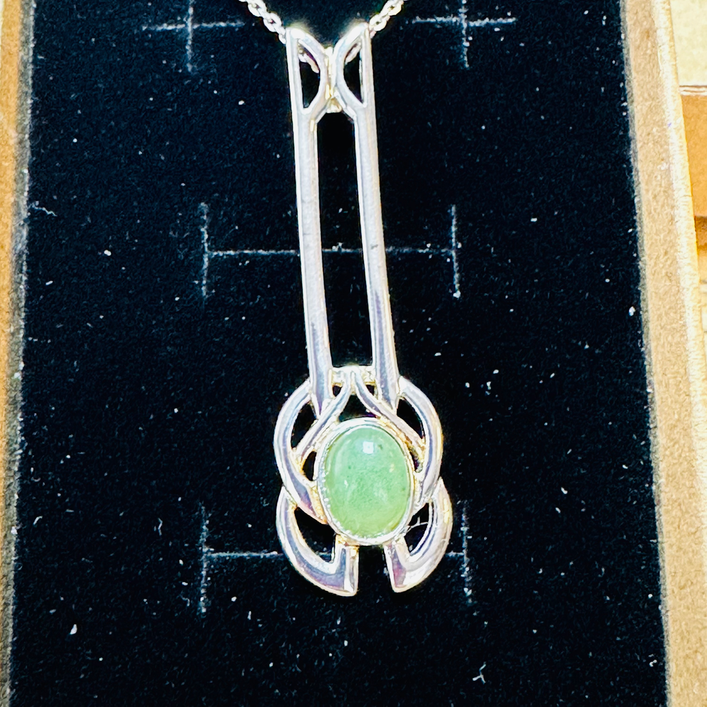 Sterling silver with Aventurine 18inch chain 925 image 1
