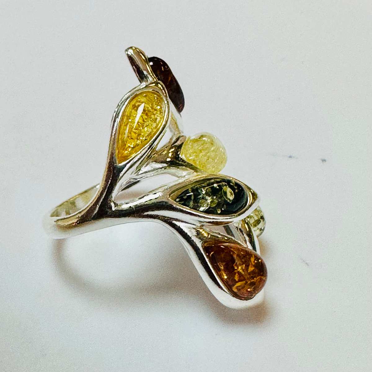 Sterling silver 5 colour Amber ring size L image 6