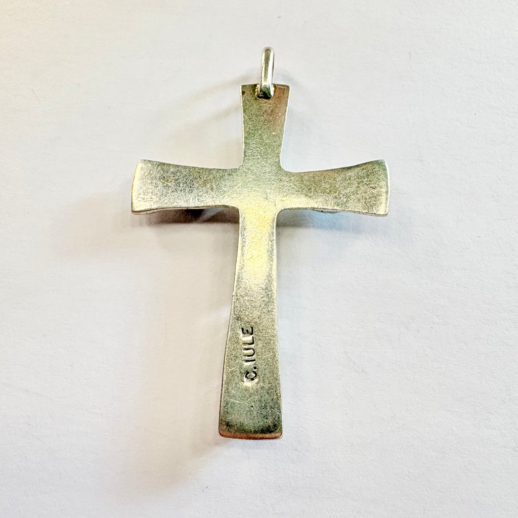 Designer Silver Zuni Turquoise cross pendant  image 2