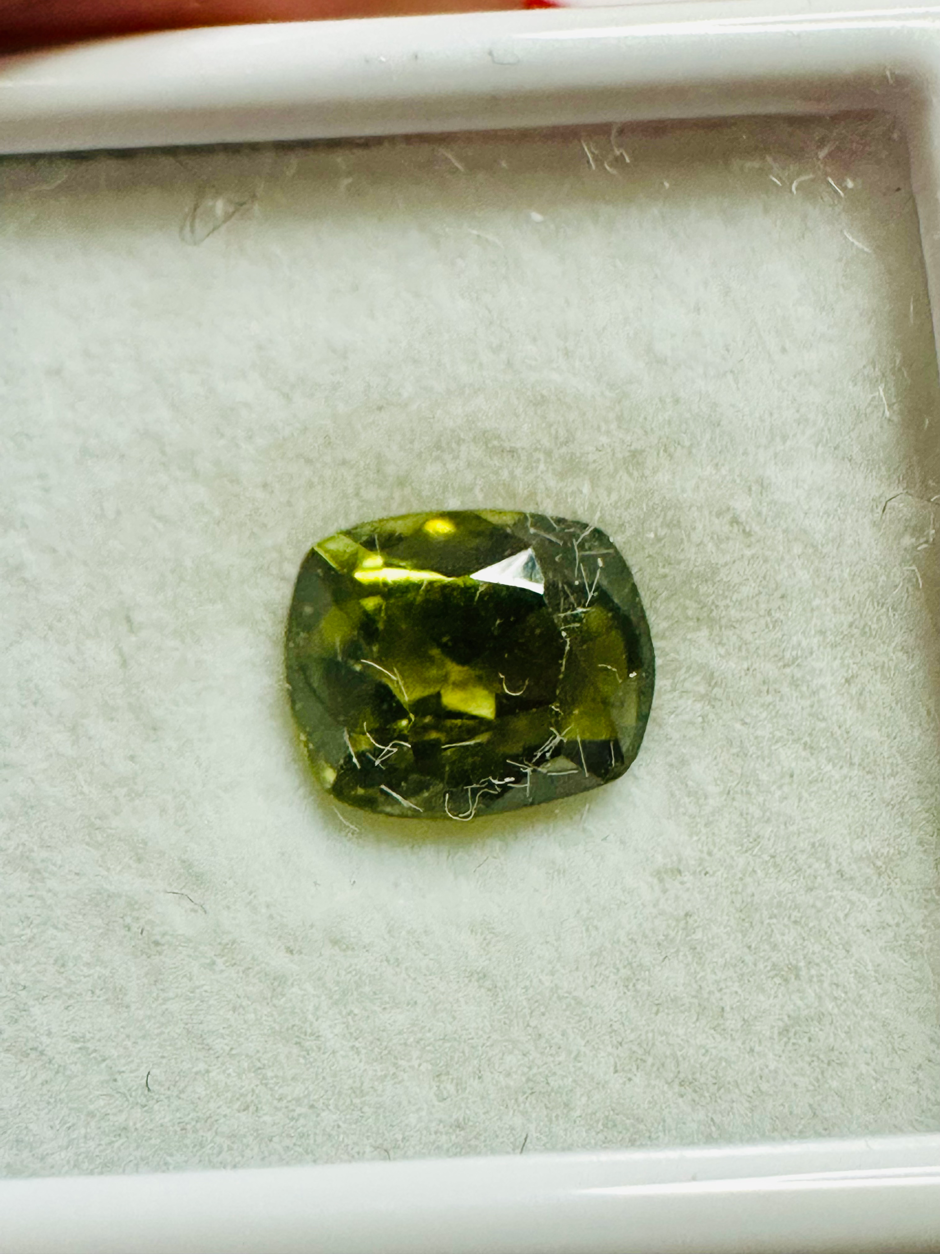 Green Zircon cushion 8.6mm x 7.2 mm.   3.26cts image 3