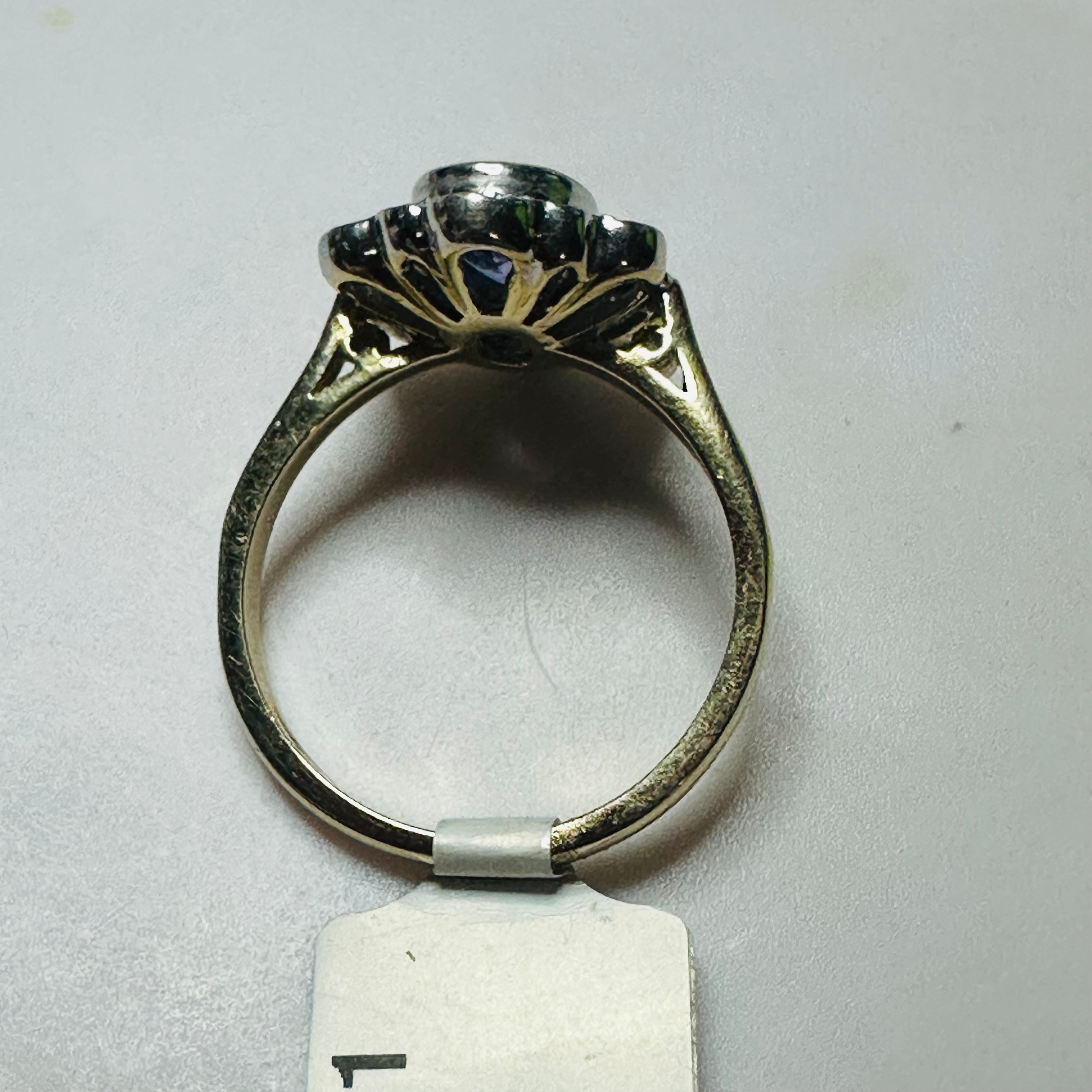 New 9ct Yellow Gold Cornflower Blue Sapphire and Diamond ring sizeN image 4