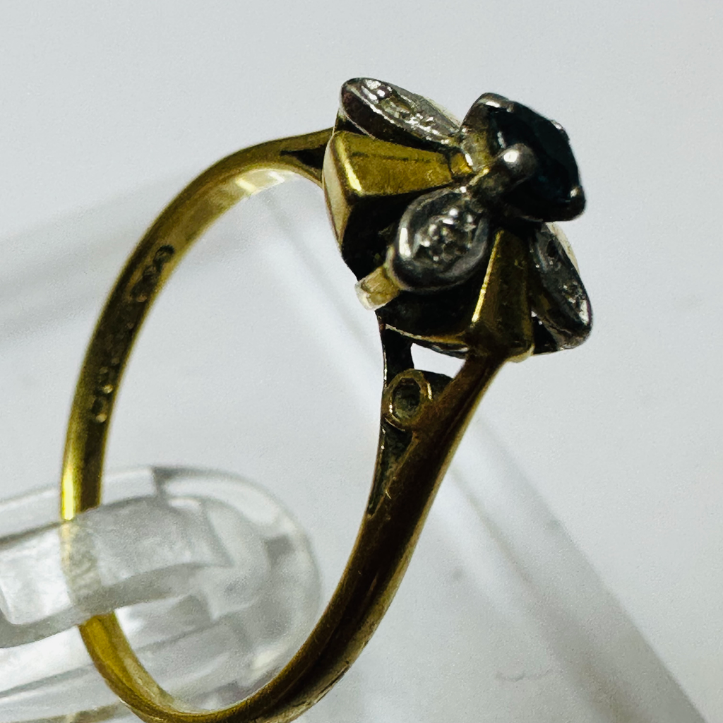 Vintage Sapphire and Diamond ring size N1/2 image 5