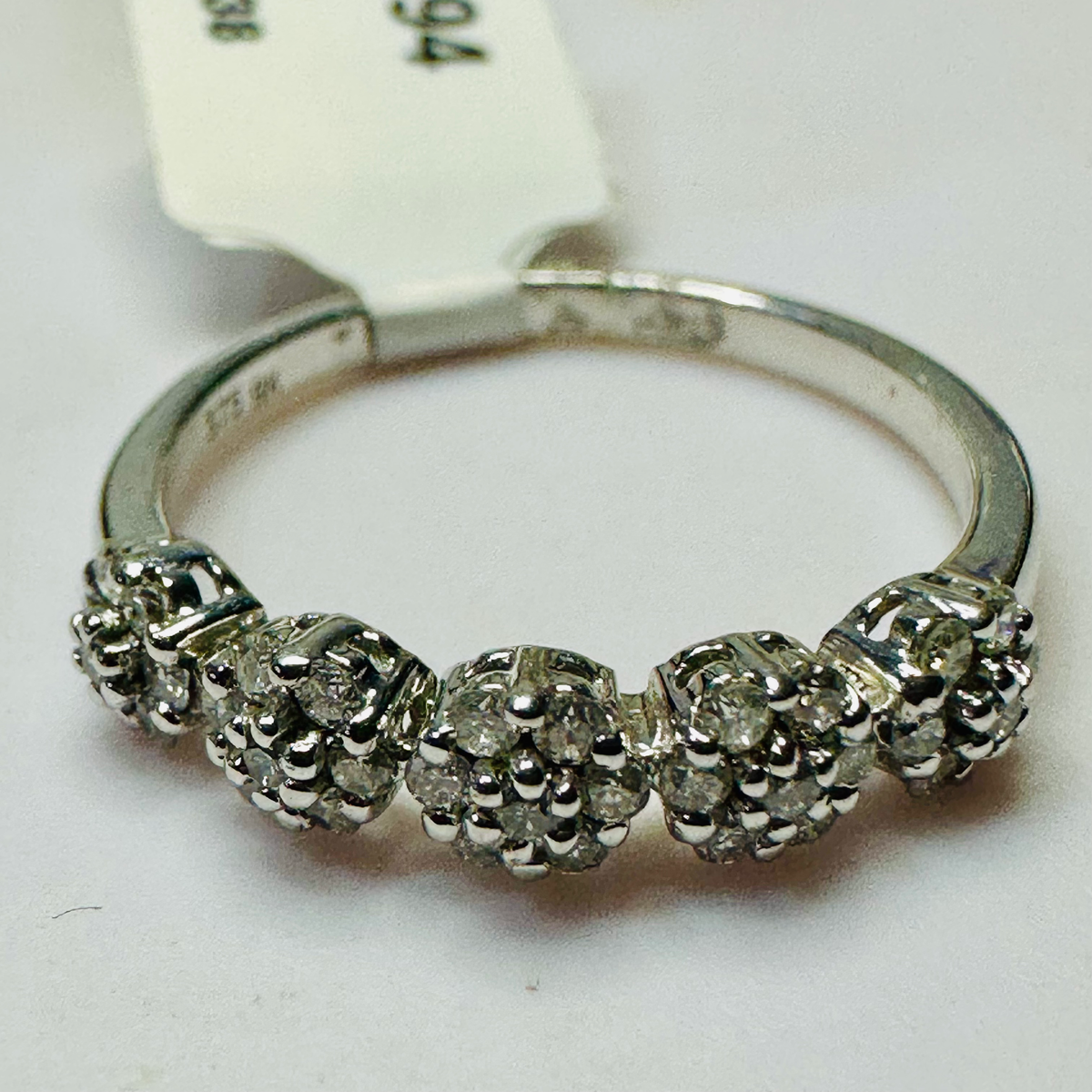 NEW 9Ct Diamond Floral Cluster Ring Size O image 1