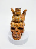 Crazy Lace Agate Skull Dragon Carving – Hand-Carved Gemstone Gothic Sculpture (2 image 0