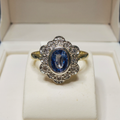 New 9ct Yellow Gold Cornflower Blue Sapphire and Diamond ring sizeN image 0