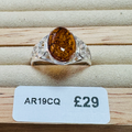 Sterling silver oval Amber ring size Q image 0