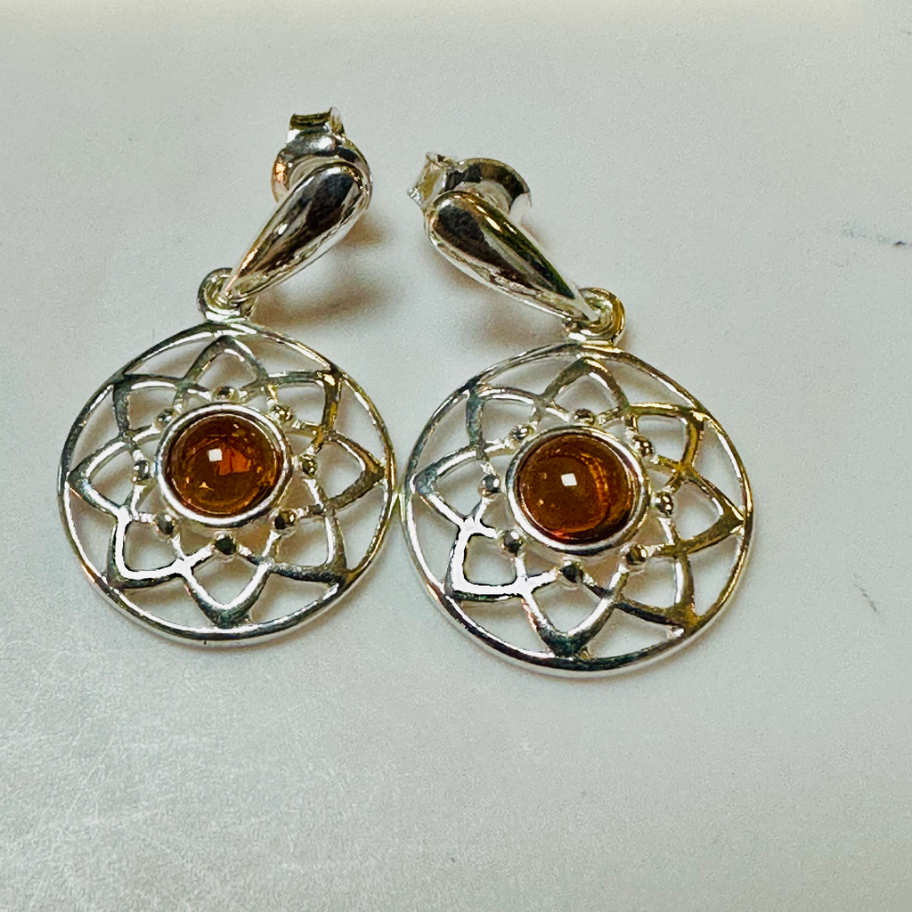 Sterling silver amber earrings  image 1
