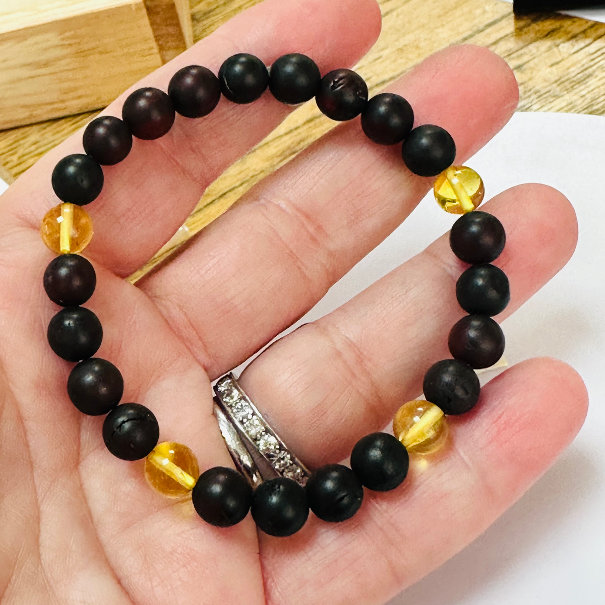 New Amber stretchy bracelet matt 2 colours image 2