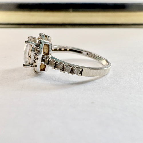 9ct White gold CZ ring Size K image 1