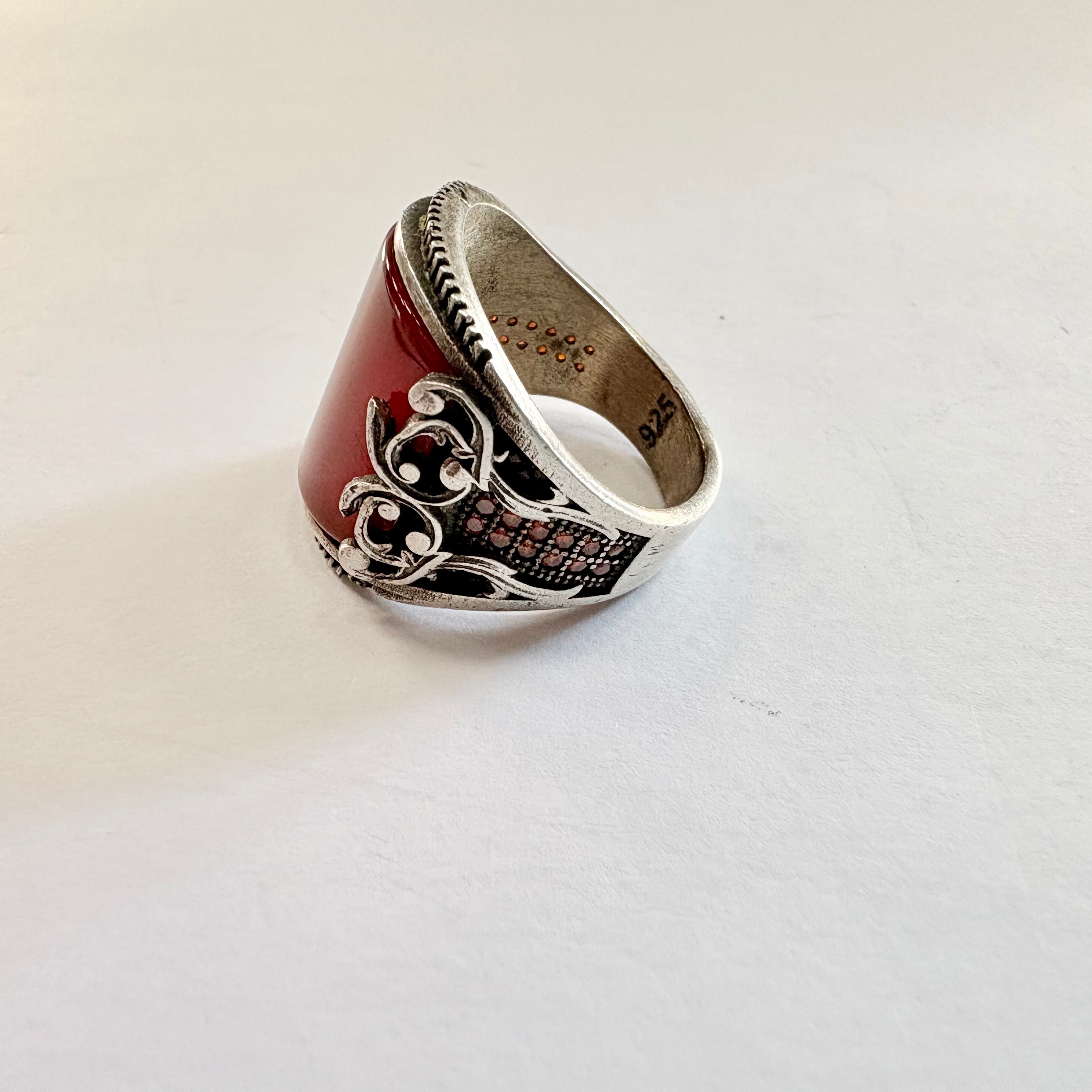 Sterling Silver agate ring P curved cut agate image 1