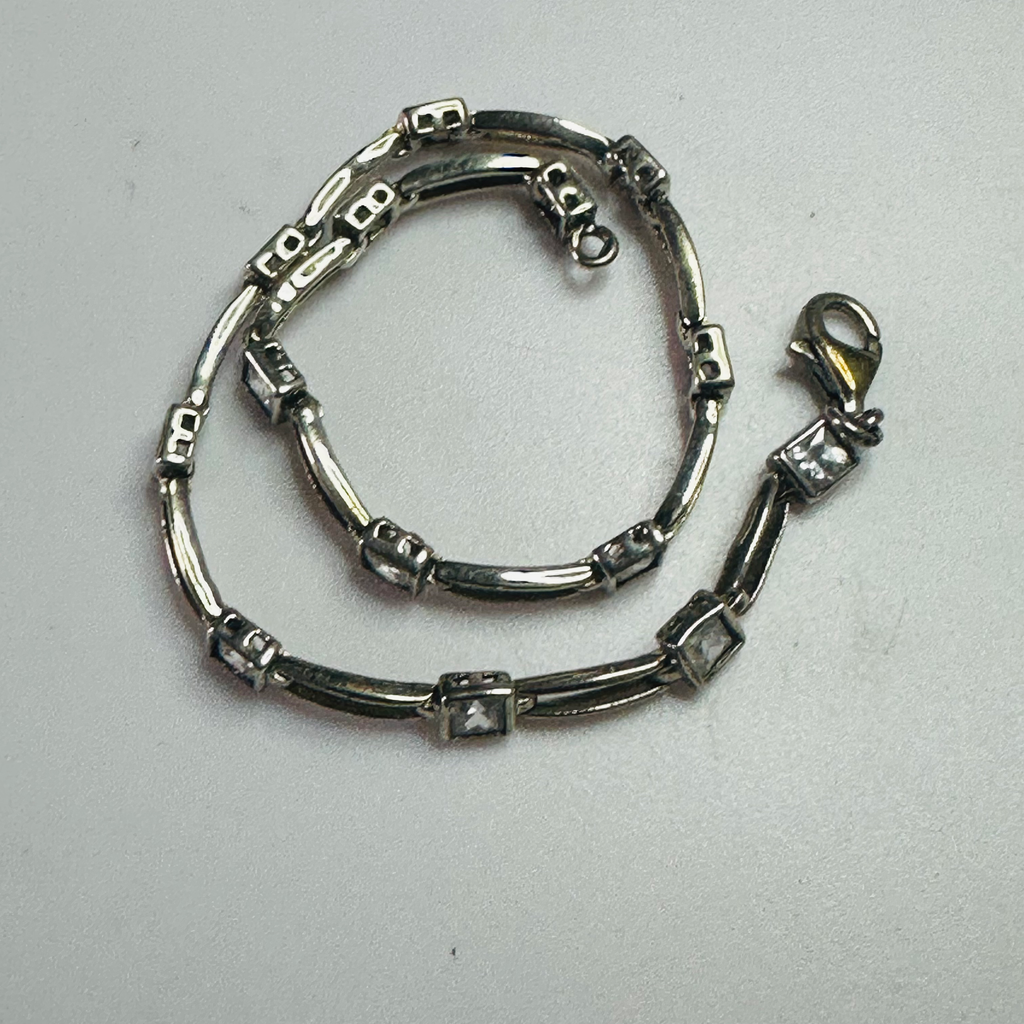 Sterling silver 3 mm square bracelet 18cm image 2