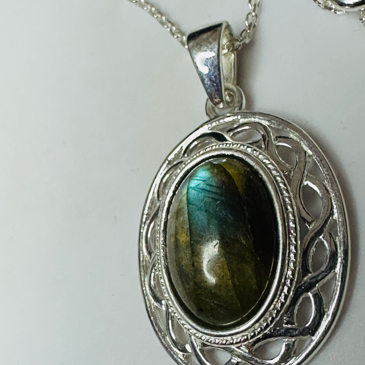 New  Labradorite 10x8 Sterling silver 18inch chain image 6