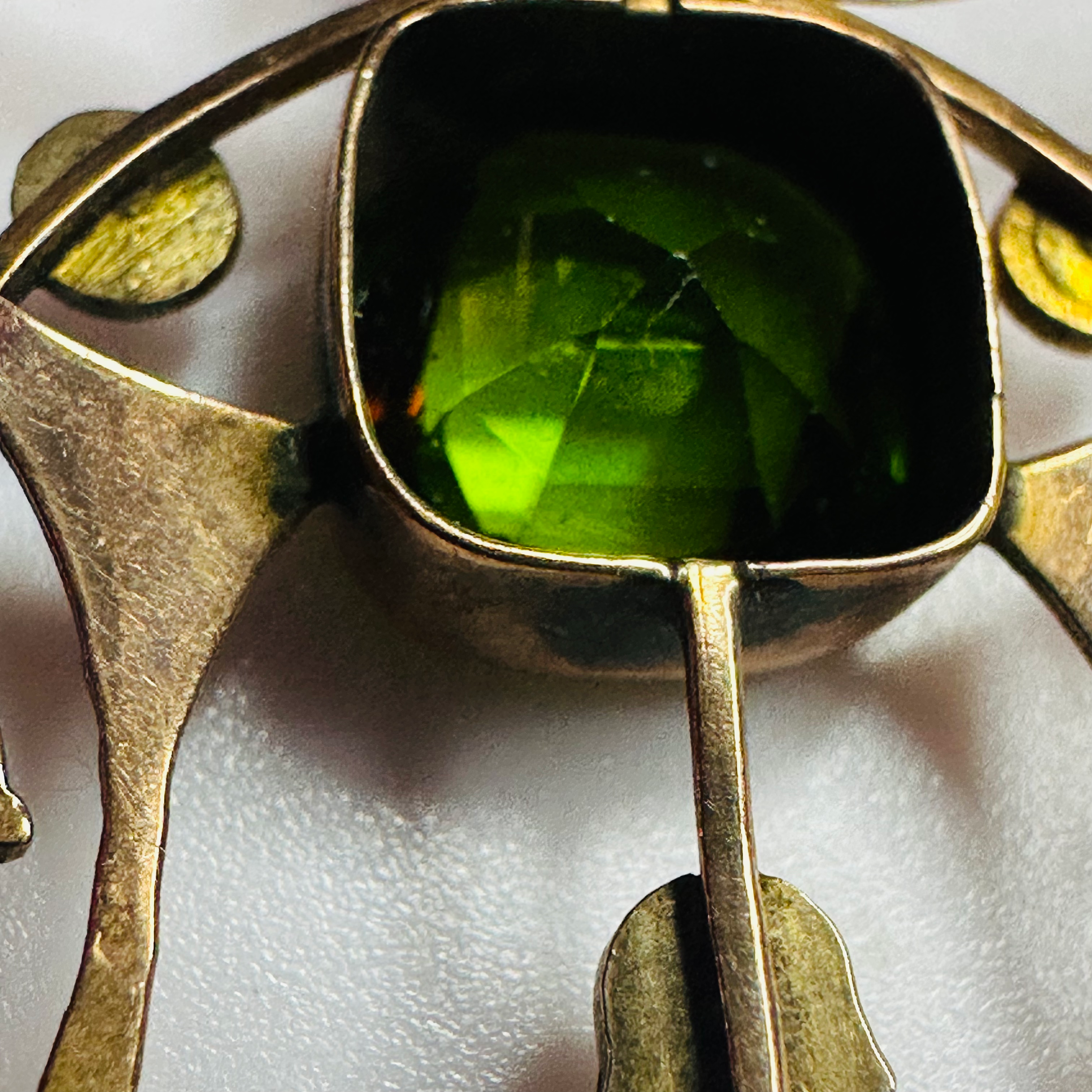 Antique pendant/brooch green gemstone doublet and a blue sapphire image 4