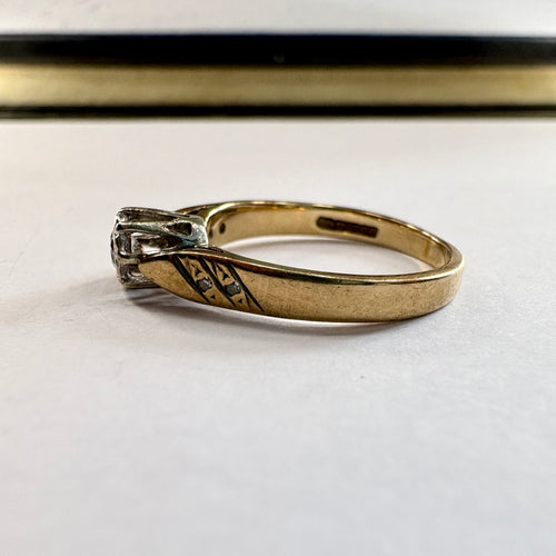 9ct yellow Gold diamond Ring N1/2 image 1